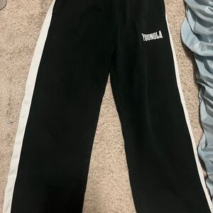 YoungLA  Black Joggers with White Stripes used